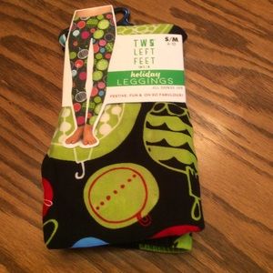 New Two Left Feet Holiday Leggings, Sz S/M